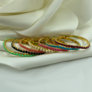 Ελαστικό Χρυσό Βραχιόλι με Χρωματιστές Πέτρες 10 Τεμαχίων