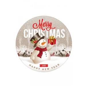 Εκτυπωμένος Ξύλινος Διακοσμητικός Χιονάνθρωπος Merry Christmas