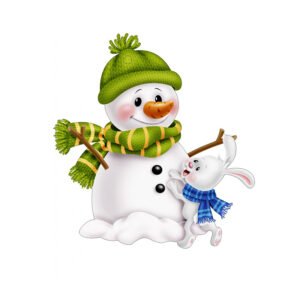 Εκτυπωμένος Ξύλινος Διακοσμητικός Χιονάνθρωπος