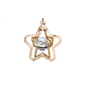 Χρυσό Μεταλλικό Μενταγιόν σε Σχήμα Αστέρι 45mm με Διακοσμητικό Γυαλί