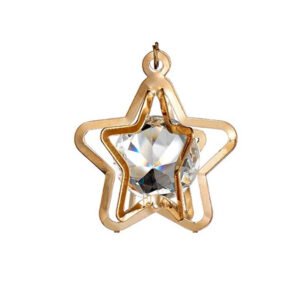 Χρυσό Μεταλλικό Μενταγιόν σε Σχήμα Αστέρι 60mm με Διακοσμητικό Γυαλί