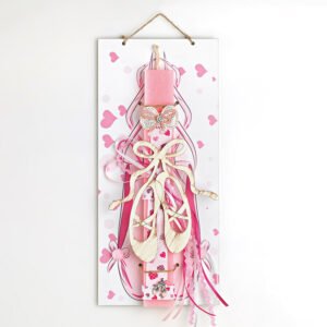 Αρωματική Λαμπάδα Pink Ballerina Πάνω σε Ξύλινη Πλάτη με Θέμα Πουέντ