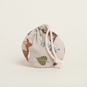 Μπομπονιέρα Οβάλ Πουγκί Forest Wood Animals με Κορδόνι 13cm x 14cm