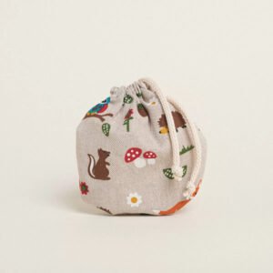 Μπομπονιέρα Οβάλ Πουγκί Ζώα του Δάσους με Κορδόνι 13cm x 14cm