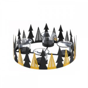 Μοντέρνο Χριστουγεννιάτικο Κηροπήγιο 4 Θέσεων Χρυσό - Μαύρο