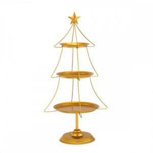 Μεταλλικός Χρυσός Τριπλός Δίσκος σε Σχήμα Χριστουγεννιάτικου Δέντρου