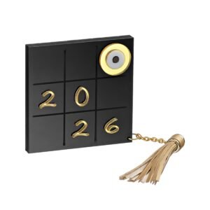 Διακοσμητικό Γούρι Plexiglass 2026 Χρυσό Μάτι με Φούντα