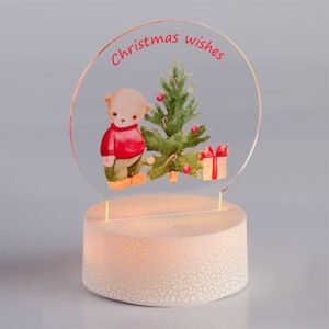 Διακοσμητικό Plexiglass Teddy Bear Wishes με Λευκή Κρακελέ Βάση Led