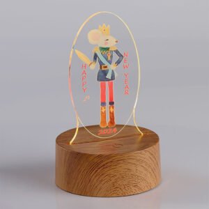 Διακοσμητικό Plexiglass Mouse King με Καφέ Βάση Led