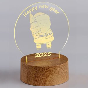 Διακοσμητικό Plexiglass Santa Claus με Καφέ Βάση Led