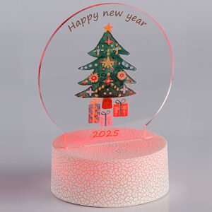 Διακοσμητικό Plexiglass Christmas Tree με Λευκή Κρακελέ Βάση Led