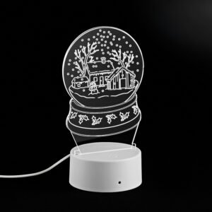 Διακοσμητικό Plexiglass Χιονόμπαλα σε Λευκή Φωτιζόμενη Led Βάση