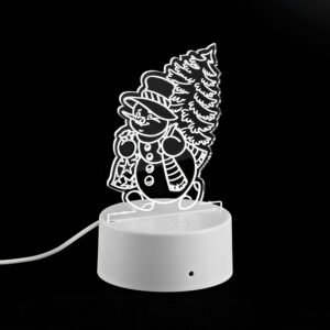 Διακοσμητικό Plexiglass Χιονάνθρωπος σε Λευκή Φωτιζόμενη Led Βάση