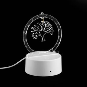 Διακοσμητικό Plexiglass Δέντρο της Ζωής σε Λευκή Φωτιζόμενη Led Βάση