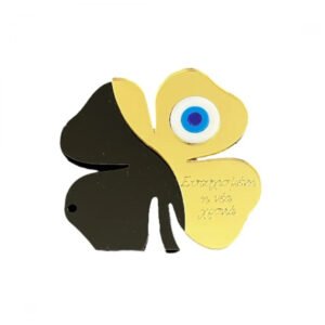 Διακοσμητικό Επιχειρηματικό Δώρο Επιτραπέζιο Μαύρο Πλέξιγκλας Τριφύλλι με Ευχή