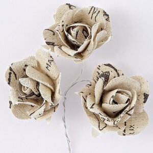 Υφασμάτινο Λουλούδι από Εμπριμέ Γάζα με Κοτσάνι