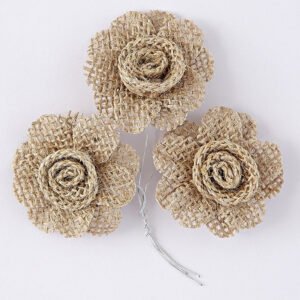 Υφασμάτινο Λουλούδι από Λινάτσα με Κοτσάνι