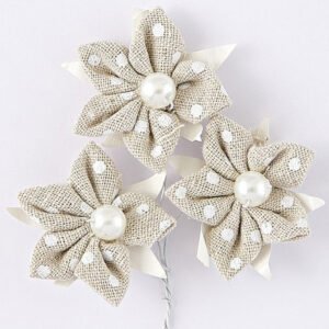 Υφασμάτινο Λουλούδι από Πουά Γάζα με Κοτσάνι