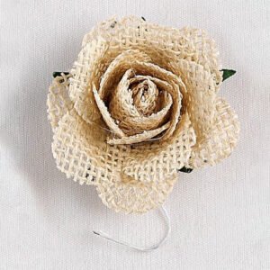 Υφασμάτινο Λουλούδι από Λινάτσα με Κοτσάνι