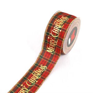 Χριστουγεννιάτικη Πολυεστερική Κορδέλα Καρρώ Merry Christmas.