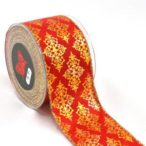 Χριστουγεννιάτικη Πολυεστερική Κορδέλα Λάβαρο Χρυσοτυπίας