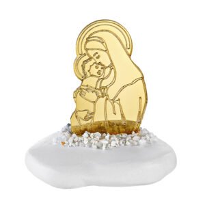 Λευκό Κεραμικό Ακανόνιστο Βότσαλο με Χρυσή Plexiglass Εικόνα της Παναγίας