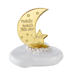 Λευκό Κεραμικό Ακανόνιστο Βότσαλο με Χρυσό Plexiglass Φεγγάρι και Αστέρι