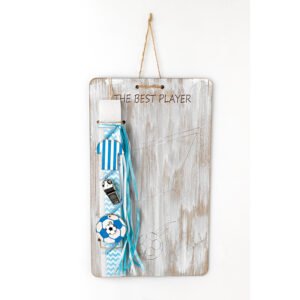 Αρωματική Λαμπάδα με Γαλάζια Ποδοσφαιρική Ομάδα Πάνω σε Ξύλινη Πλάτη