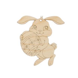 Ξύλινο Διακοσμητικό Λαγουδάκι με Αυγό σε Φυσικό Χρώμα