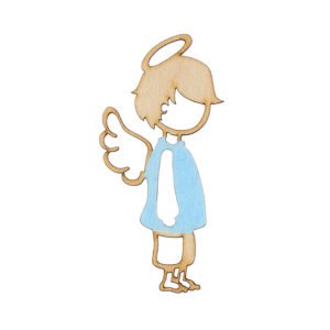 Ξύλινο Διακοσμητικό Αγόρι Άγγελος σε Σιέλ Χρώμα