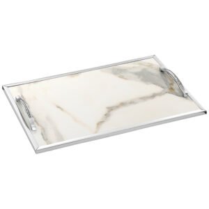 Ασημί Δίσκος Γάμου Τύπου Μάρμαρο με Λεπτομέρεια στα Χερούλια