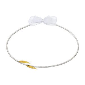 Χειροποίητα Επάργυρα και Επιπλατινωμένα Ασημί Στέφανα Γάμου με Χρυσά Φύλλα Ελιάς