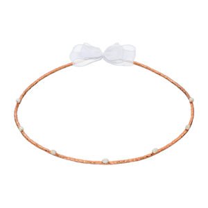 Χειροποίητα Επάργυρα και Επιπλατινωμένα Ροζ Χρυσά Στέφανα Γάμου με Πέρλες