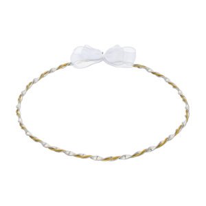 Χειροποίητα Επάργυρα και Επιπλατινωμένα Ασημί Στέφανα Γάμου με Χρυσό Κορδόνι