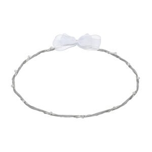 Χειροποίητα Επάργυρα και Επιπλατινωμένα Ασημί Στέφανα Γάμου με Χάντρες και Ασημί Κορδόνι