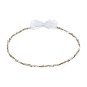 Χειροποίητα Επάργυρα και Επιπλατινωμένα Ασημί Στέφανα Γάμου με Χάντρες και Χρυσές Μπίλιες