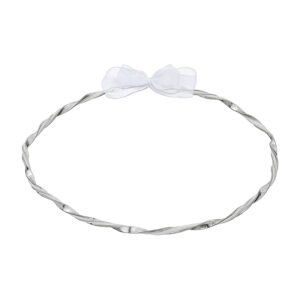 Χειροποίητα Επάργυρα και Επιπλατινωμένα Ασημί Στέφανα Γάμου με Ασημί Κορδόνι