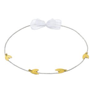 Χειροποίητα Επάργυρα και Επιπλατινωμένα Ασημί Στέφανα Γάμου με Χρυσά Φύλλα