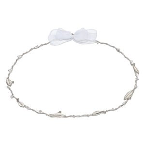 Χειροποίητα Επάργυρα και Επιπλατινωμένα Ασημί Στέφανα Γάμου με Ασημί Φύλλα και Χάντρες