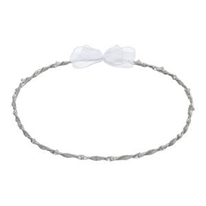 Χειροποίητα Επάργυρα και Επιπλατινωμένα Ασημί Στέφανα Γάμου με Ασημί Κορδόνι και Χάντρες