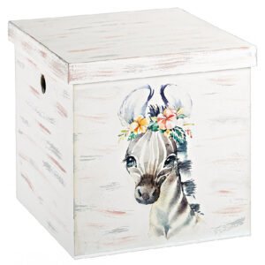 Κουτί Βάπτισης Κύβος με Θέμα Ζέβρα