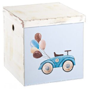Κουτί Βάπτισης Κύβος με Θέμα Αμάξι