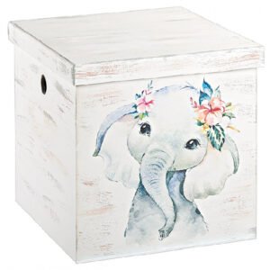 Κουτί Βάπτισης Κύβος με Θέμα Ελεφαντάκι