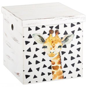 Κουτί Βάπτισης Κύβος με Θέμα Καμηλοπάρδαλη