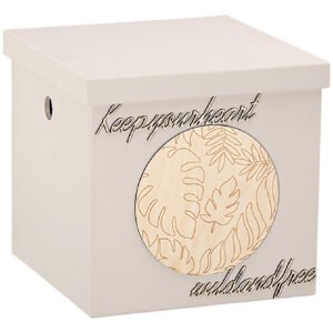 Κουτί Βάπτισης Κύβος με Θέμα Φύλλα