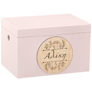 Προσωποποιημένο Κουτί Βάπτισης με Θέμα Λουλούδια και Όνομα