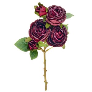 Κλαδί με Υφασμάτινα Τριαντάφυλλα σε Μπορντό Χρώμα