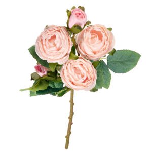 Κλαδί με Υφασμάτινα Τριαντάφυλλα σε Ροζ Χρώμα