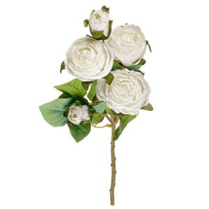 Κλαδί με Υφασμάτινα Τριαντάφυλλα σε Λευκό Χρώμα