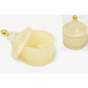 Εκρού Φοντανιέρα με Καπάκι και Χρυσές Λεπτομέρειες